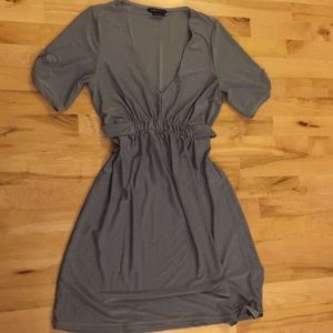 BCBG grey wrap tie back dress